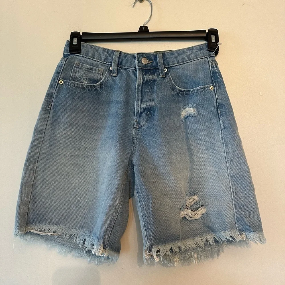 Wild Fable Women's High-Rise Wide Leg Bermuda Jean Shorts -0 NWT